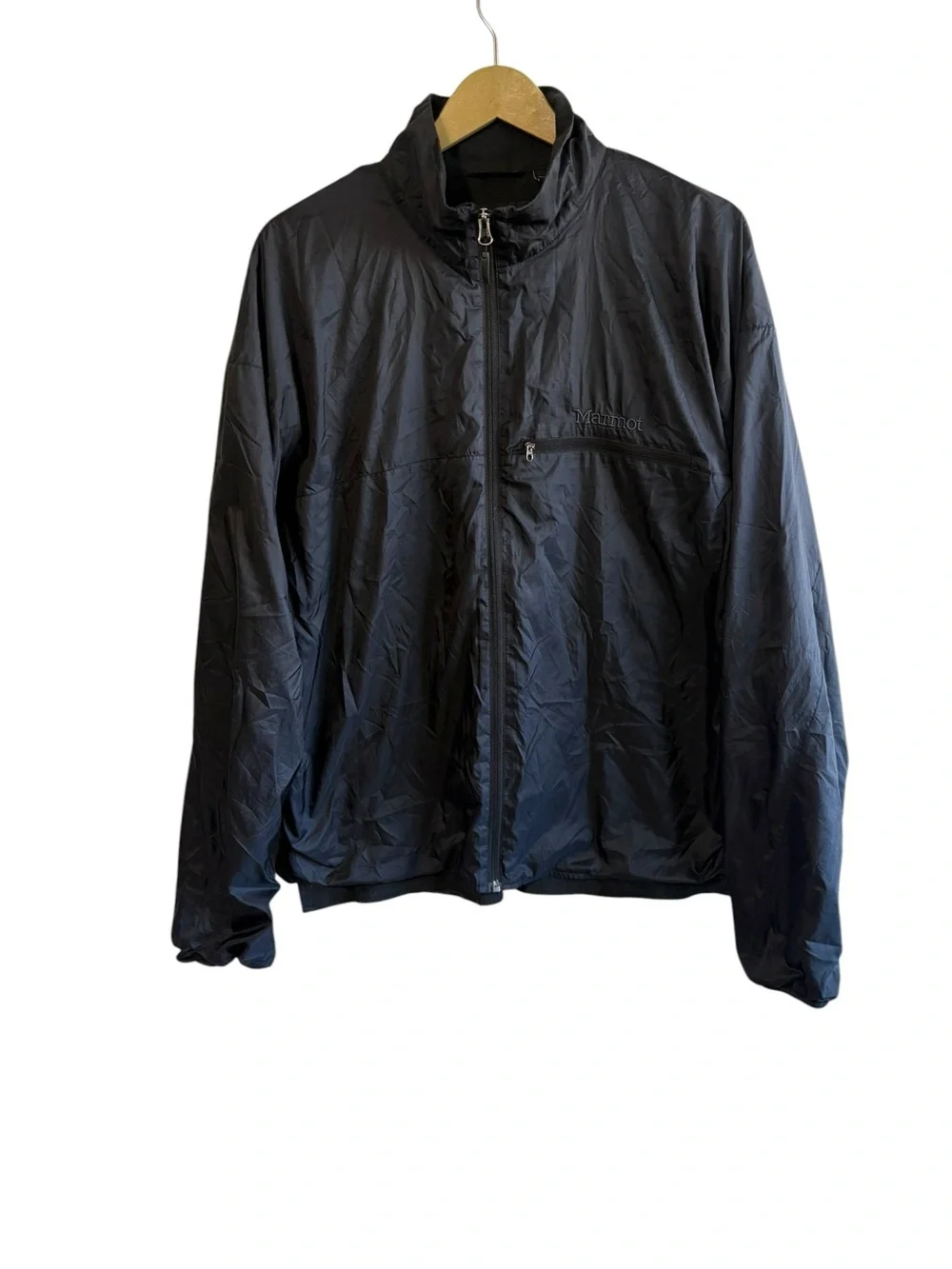 Marmot Mens Large Black Fleece Lined Windbreaker Jacket Full Zip Outdoor Travel